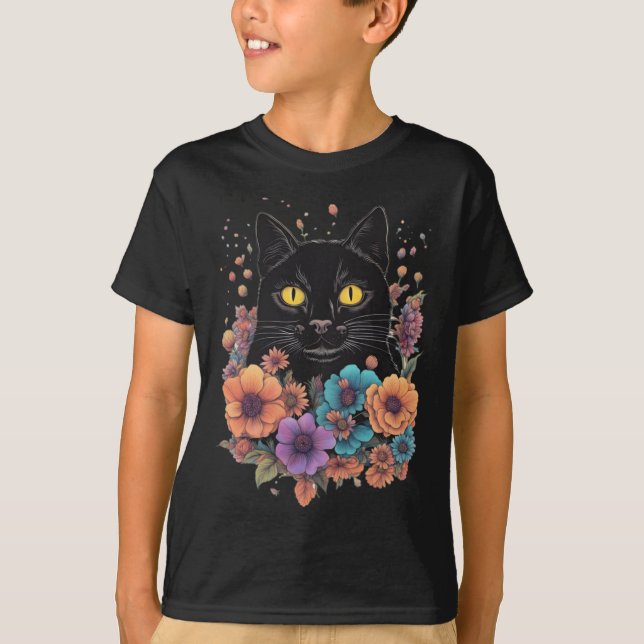 Black Cat Art Sticker1  T-Shirt (Front)
