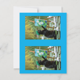 Black Cat Artist Painting Water Lilies Thank You Card