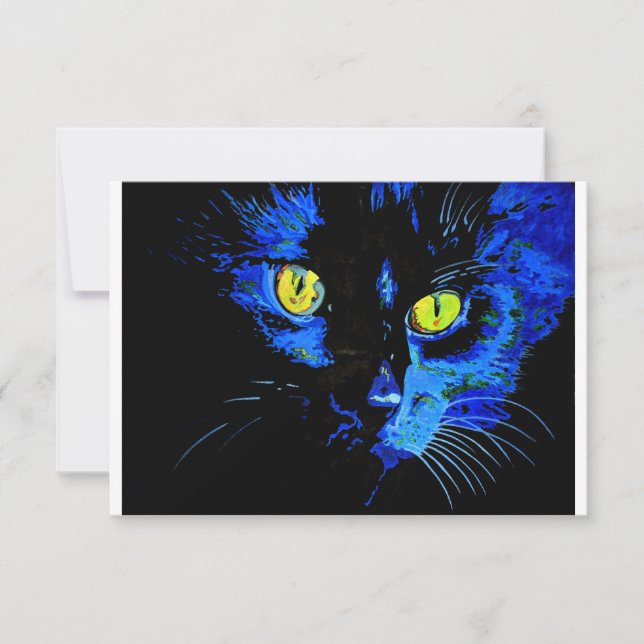 Black Cat Artistic Portrait With Striking Yellow E (Front)