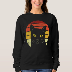 Black Cat At Retro Sunset Women Men Children Sweatshirt