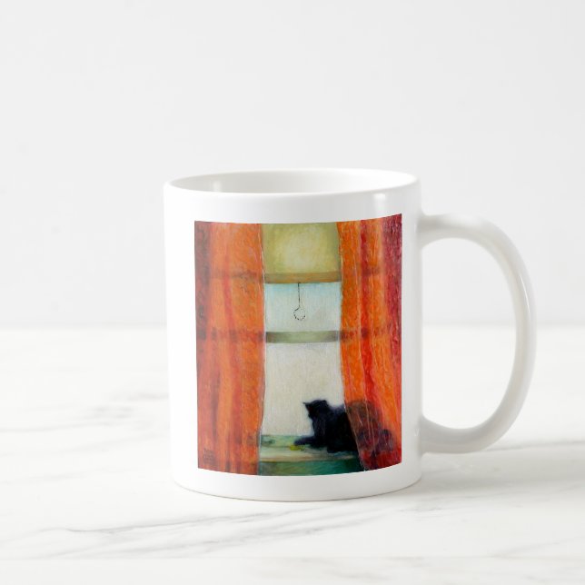 Black Cat at the Window Coffee Mug (Right)