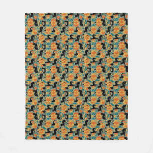 Black Cat Autumn Fleece Blanket