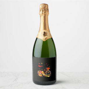Black Cat Autumn Funny Fall Cycling Lover Sparkling Wine Label