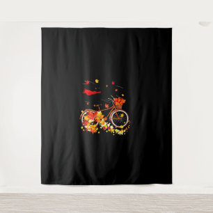 Black Cat Autumn Funny Fall Cycling Lover Tapestry