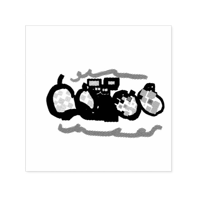 Black Cat Autumn waiting cool Self-inking Stamp (Design)