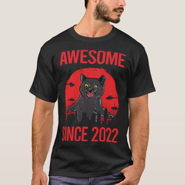 Black Cat - Awesome Since 2022 T-Shirt (Front)