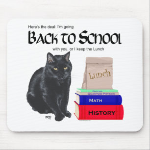 Black Cat Back to School Mouse Pad