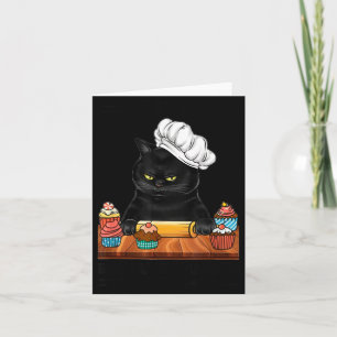 Black Cat Baking Because Murder Is Wrong Cat Lover Card