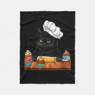 Black Cat Baking Because Murder Is Wrong Cat Lover Fleece Blanket