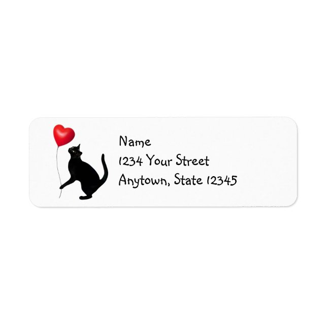 Black Cat Balloon Return Address Labels (Front)