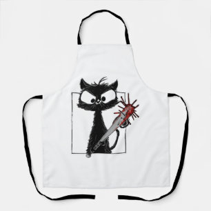 Black Cat Baseball Horror Halloween Apron