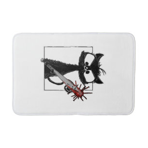Black Cat Baseball Horror Halloween Bath Mat