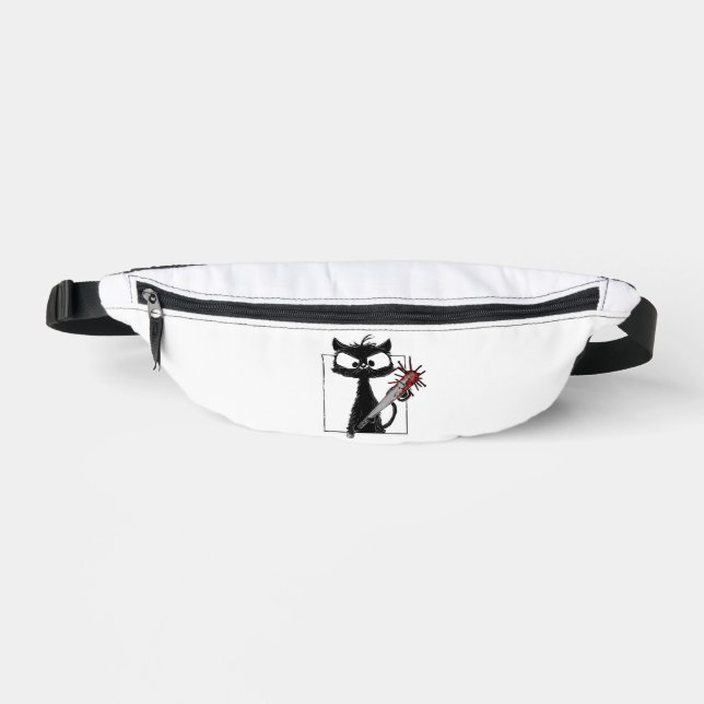 Black Cat Baseball Horror Halloween Bum Bags (Front)