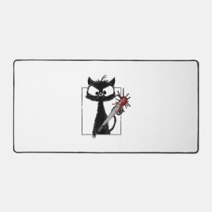 Black Cat Baseball Horror Halloween Desk Mat