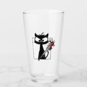 Black Cat Baseball Horror Halloween Glass