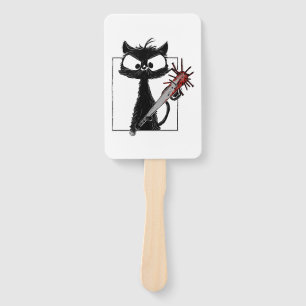Black Cat Baseball Horror Halloween Hand Fan