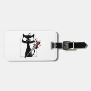 Black Cat Baseball Horror Halloween Luggage Tag