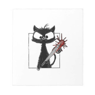Black Cat Baseball Horror Halloween Notepad