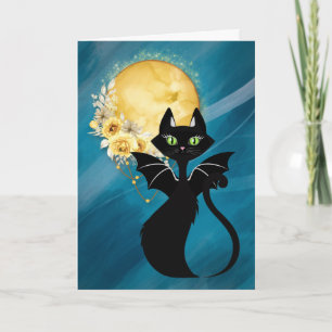 Black Cat   Bat Cat   Elegant Halloween Card