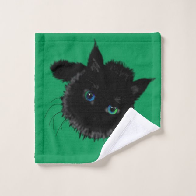 Black Cat Bath Towels Choose Colour (Wash Cloth)