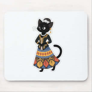 Black Cat Batik Art Mouse Pad