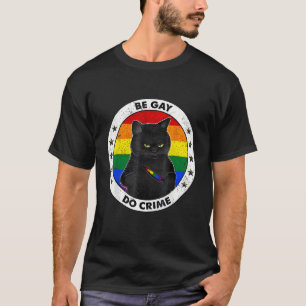 Black Cat Be Gay Do Crime Rainbow LGBTQ Pride Gay  T-Shirt