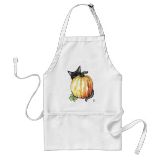 Black Cat Behind Pumpkin Apron