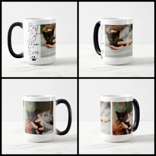 Black cat best cat mom photo collage magic mug