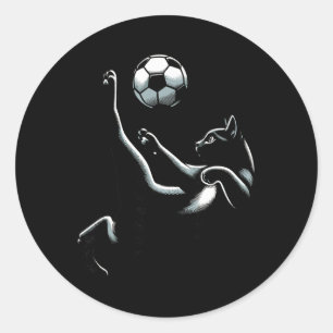 Black Cat Bicycle Kick - Soccer Fans Women Men Kid Classic Round Sticker