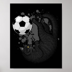 Black Cat Bicycle Kick - Soccer Fans Women Men Kid Poster