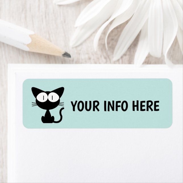 BLACK CAT BIG EYES CAT RETURN ADDRESS LABELS (Insitu)