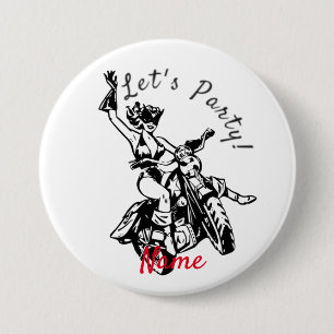 Black Cat Biker Babe Thunder_Cove 7.5 Cm Round Badge