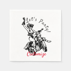 Black Cat Biker Babe Thunder_Cove Napkin