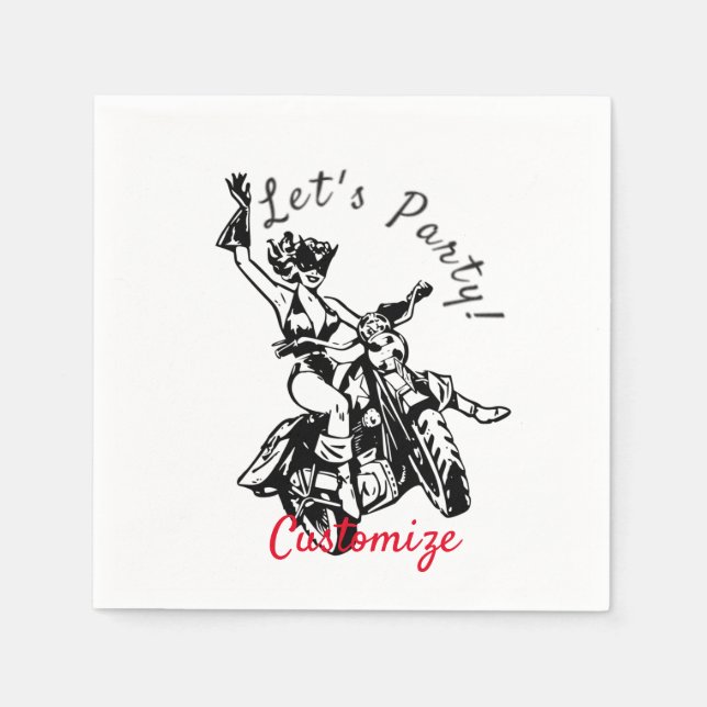Black Cat Biker Babe Thunder_Cove  Napkin (Front)