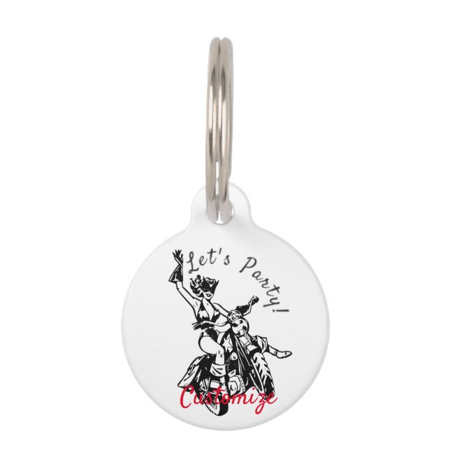 Black Cat Biker Babe Thunder_Cove  Pet Tag (Front)