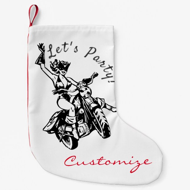 Black Cat Biker Babe Thunder_Cove  Small Christmas Stocking (Front)