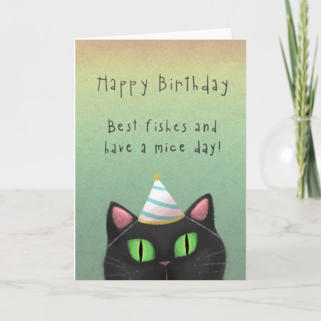 Black Cat Birthday Greeting Card (Front)