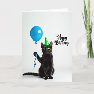 Black Cat Birthday Hat Card