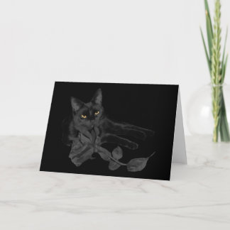 Black cat, Black Rose Greeting Card