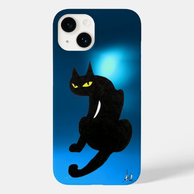 BLACK CAT blue Case-Mate iPhone Case (Back)