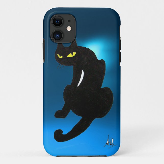 BLACK CAT blue Case-Mate iPhone Case (Back)