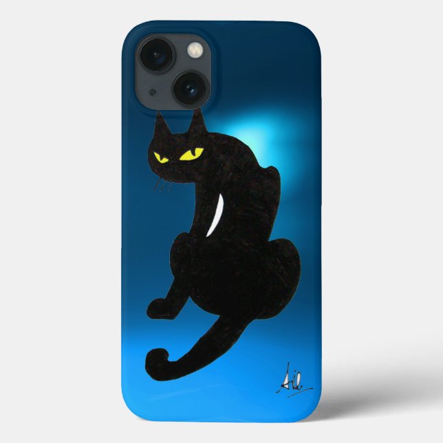BLACK CAT blue Case-Mate iPhone Case (Back)