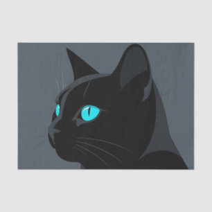 Black Cat Blue Eyes Portrait Tissue Paper