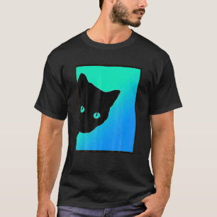 Black Cat Blue Green Designed By Cats Made Bett T-Shirt