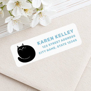 Black cat blue white return address