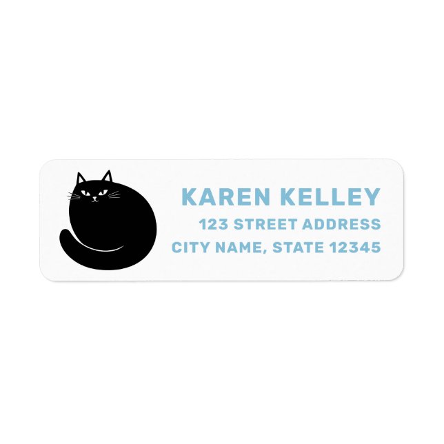 Black cat blue white return address (Front)