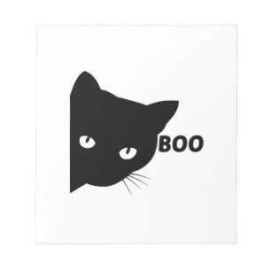 Black cat boo Halloween gift cats Notepad