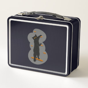 Black cat bouldering Metal Lunchbox