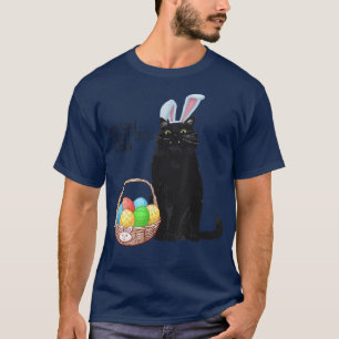 Black Cat Bunny Regret This Human Funny Easter Gif T-Shirt