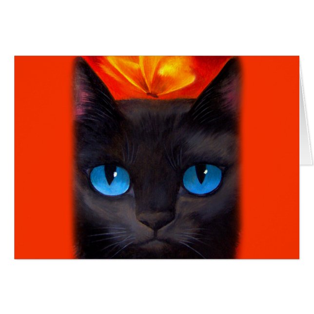 Black Cat Butterfly Painting Art - Multi (Front Horizontal)